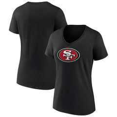 San Francisco 49ers Women's Primary Logo V-Neck T-Shirt - Black T-shirts