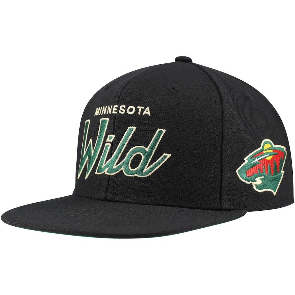 Minnesota Wild Mitchell & Ness Core Team Script 2.0 Snapback Hat - Black | US 201212960
