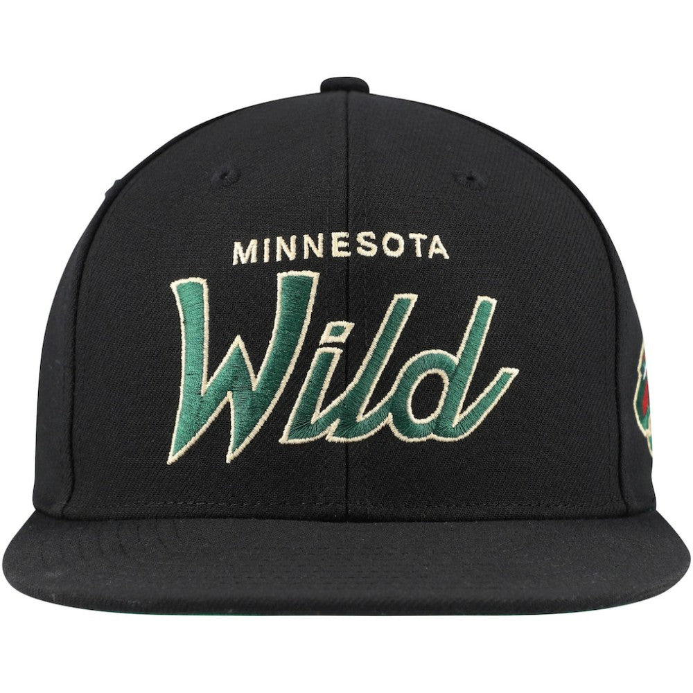 Minnesota Wild Mitchell & Ness Core Team Script 2.0 Snapback Hat - Black | US 201212960
