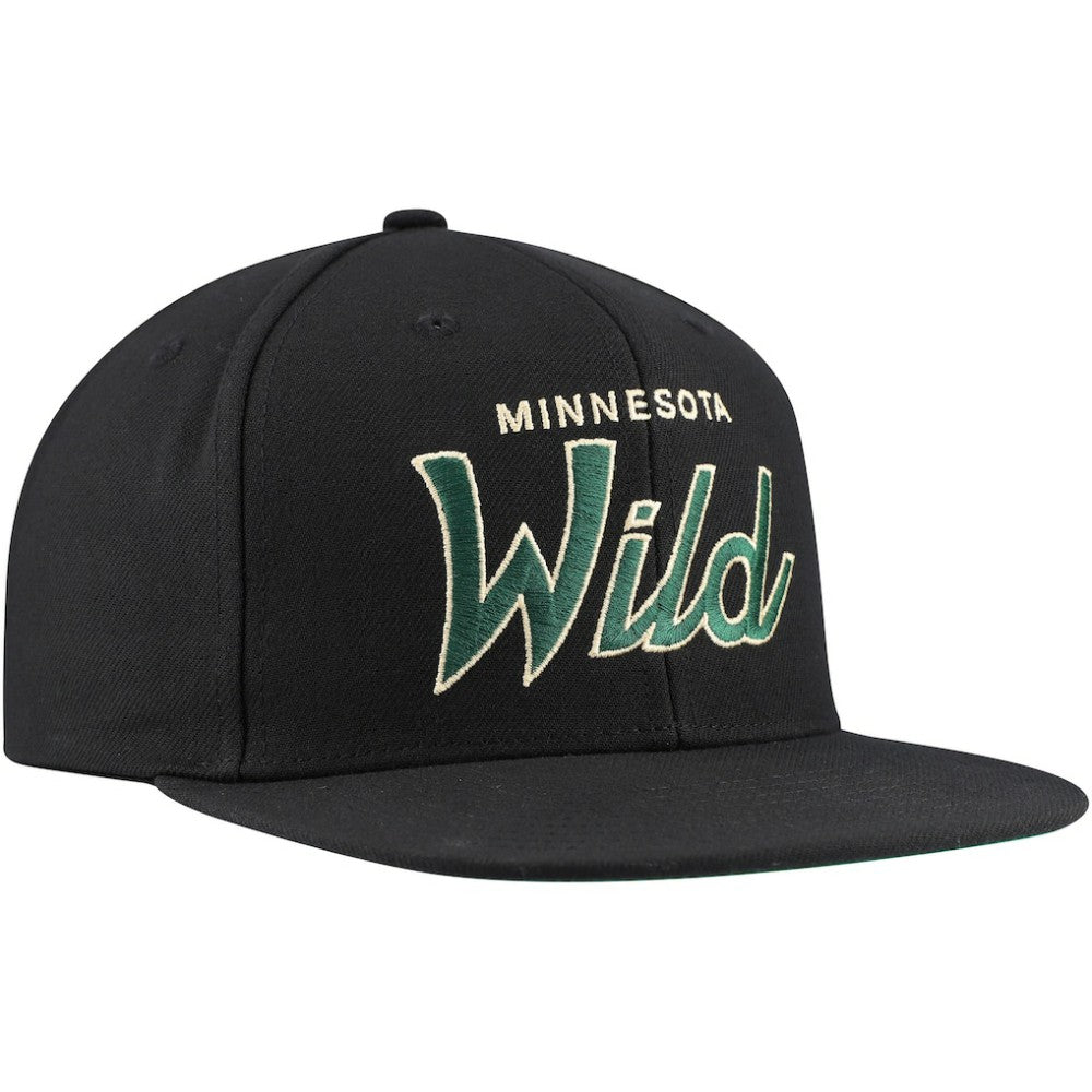 Minnesota Wild Mitchell & Ness Core Team Script 2.0 Snapback Hat - Black | US 201212960