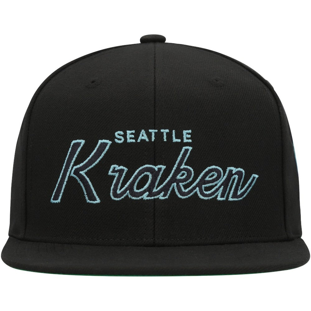Seattle Kraken Mitchell & Ness Core Team Script 2.0 Snapback Hat - Black | US 201212972
