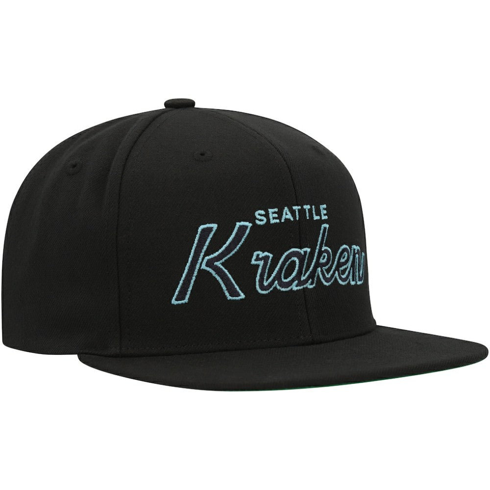 Seattle Kraken Mitchell & Ness Core Team Script 2.0 Snapback Hat - Black | US 201212972