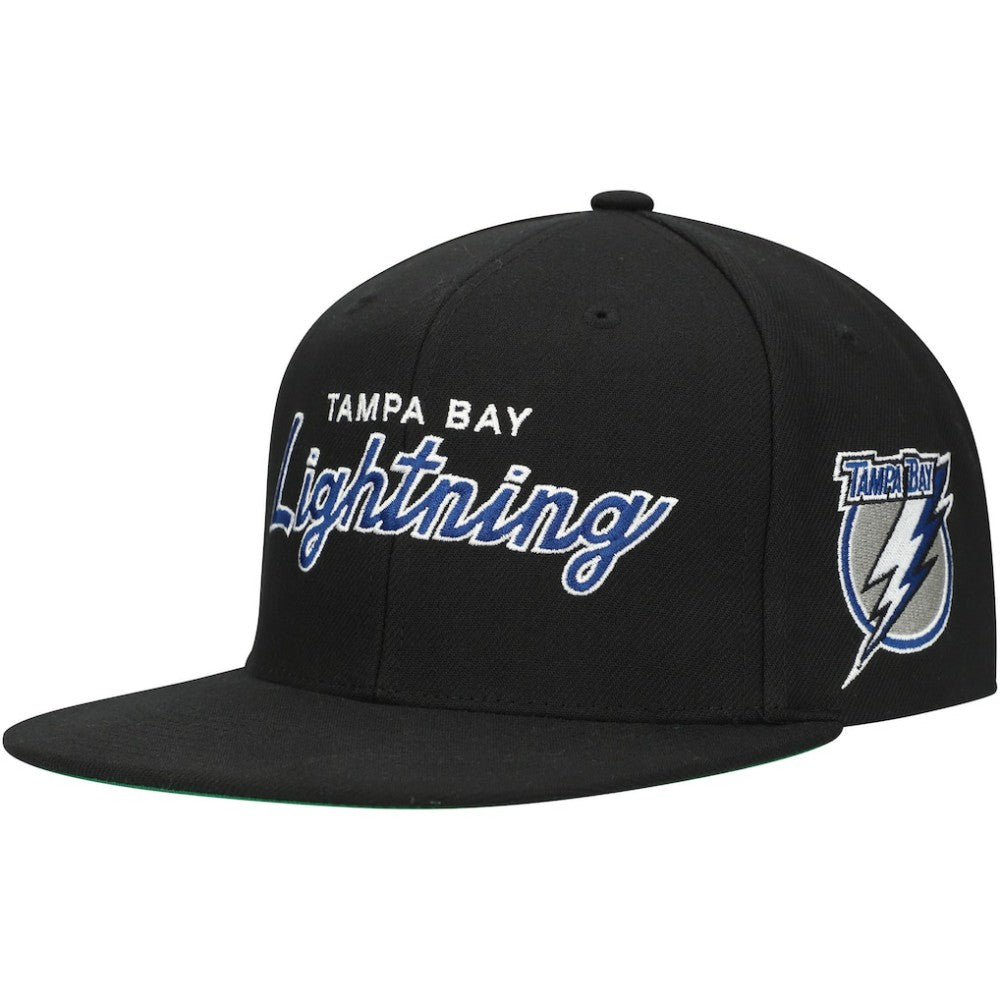 Tampa Bay Lightning Mitchell & Ness Core Team Script 2.0 Snapback Hat - Black | US 201212974