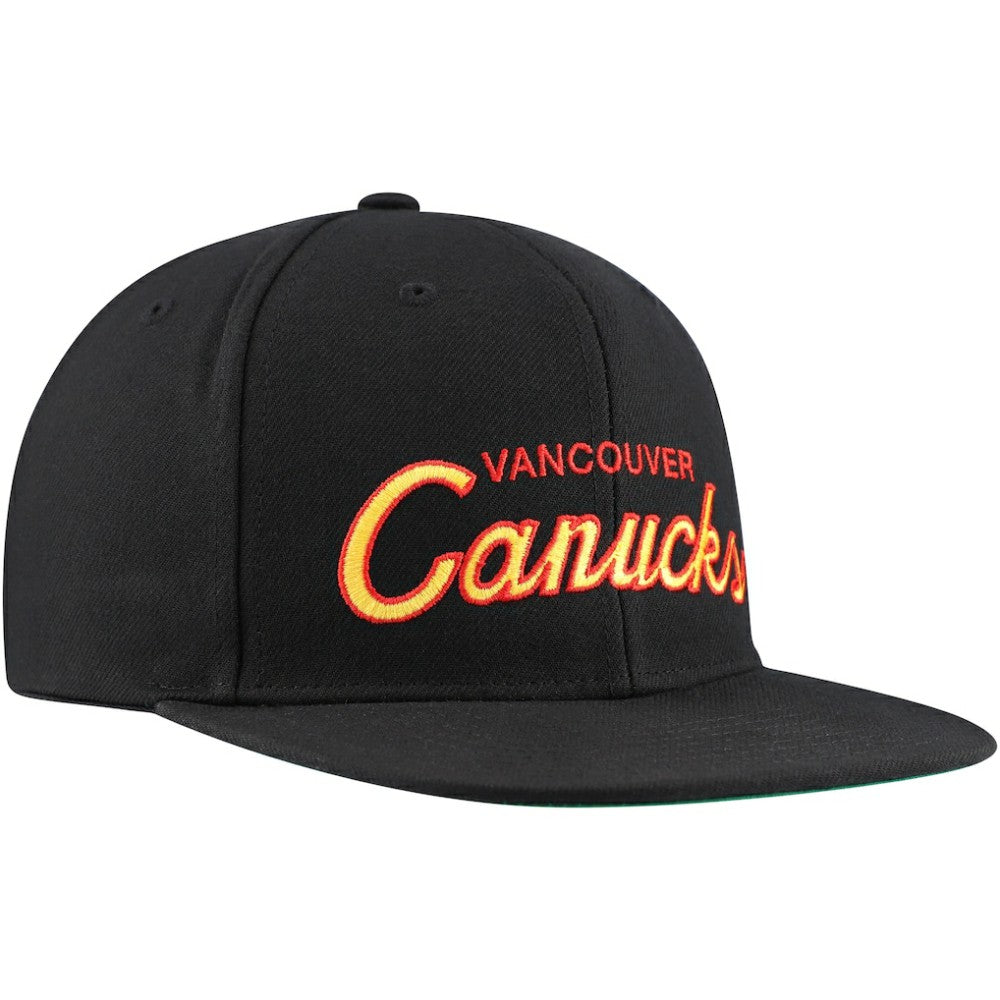 Vancouver Canucks Mitchell & Ness Core Team Script 2.0 Snapback Hat - Black | US 201212976