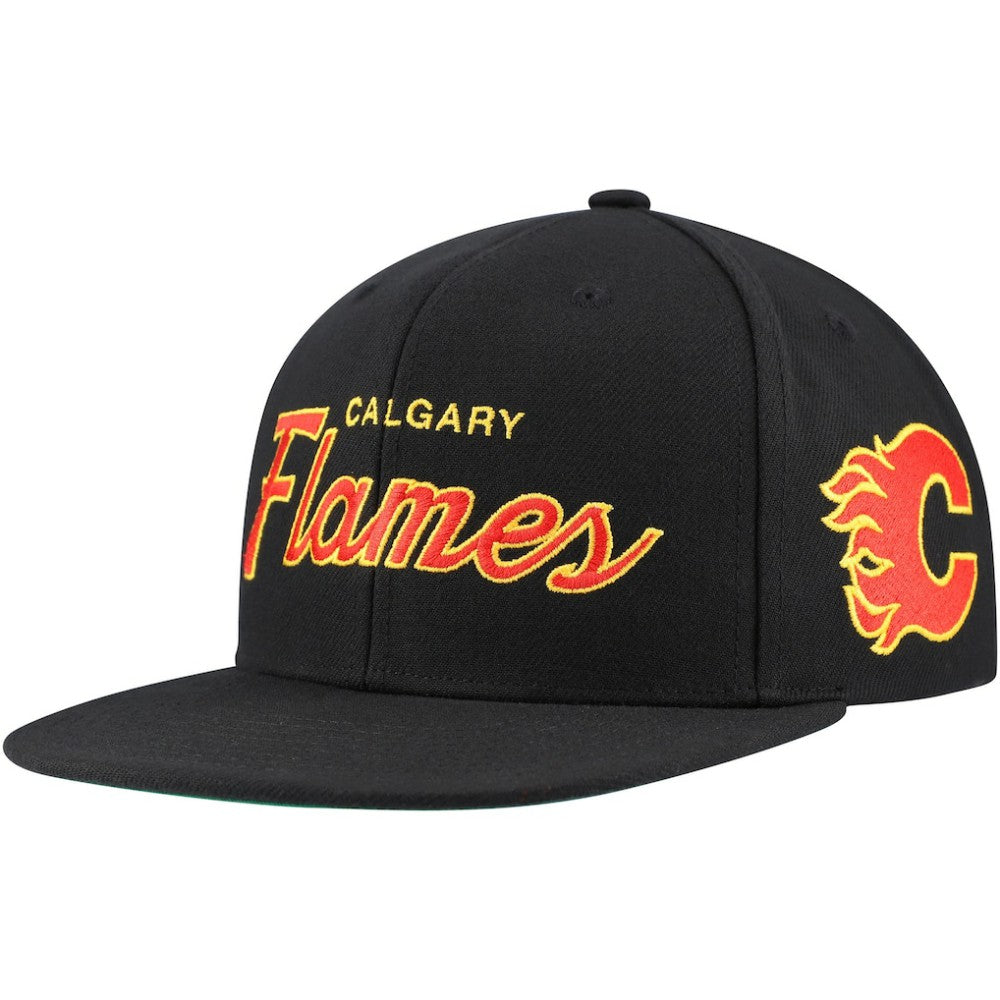 Calgary Flames Mitchell & Ness Core Team Script 2.0 Snapback Hat - Black | US 201212979