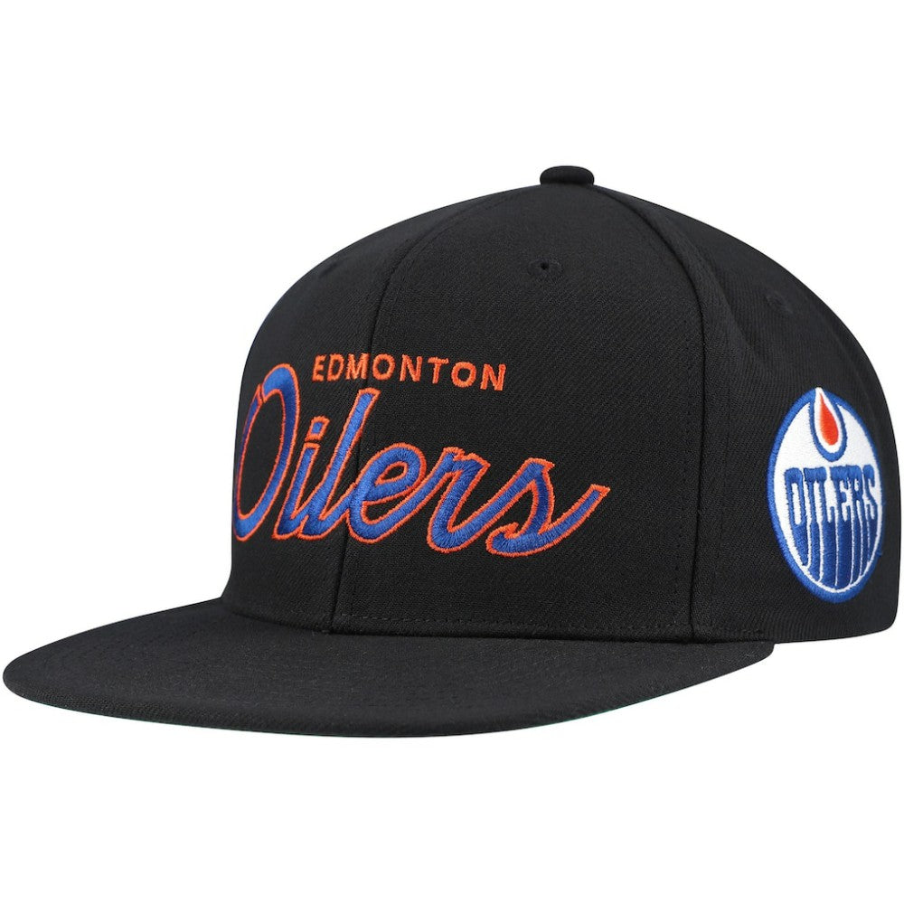 Edmonton Oilers Mitchell & Ness Core Team Script 2.0 Snapback Hat - Black | US 201212989