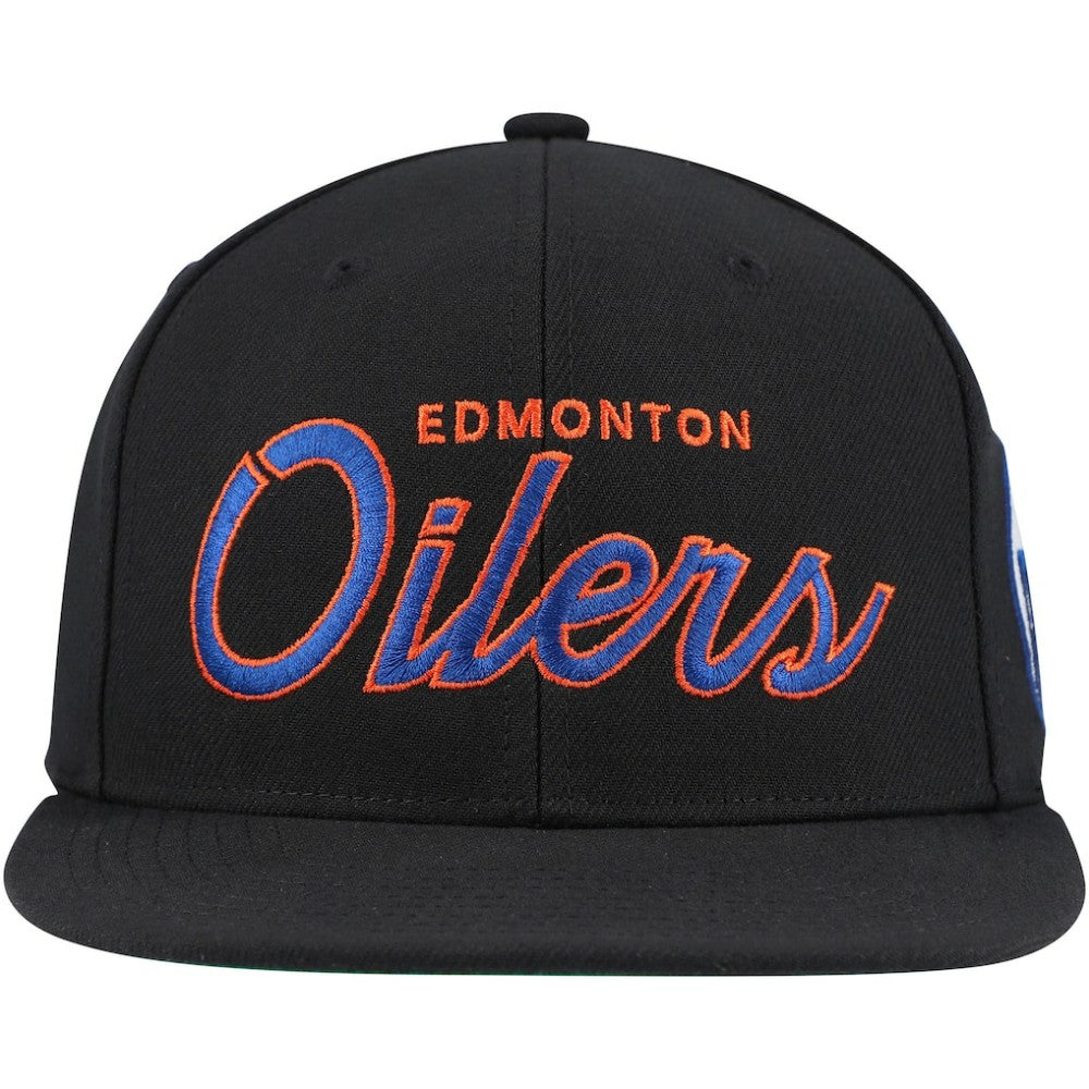 Edmonton Oilers Mitchell & Ness Core Team Script 2.0 Snapback Hat - Black | US 201212989