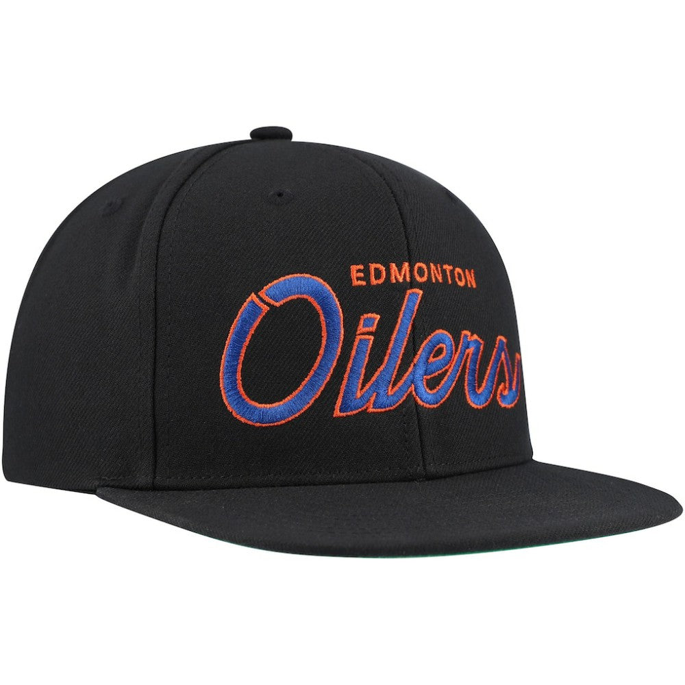 Edmonton Oilers Mitchell & Ness Core Team Script 2.0 Snapback Hat - Black | US 201212989