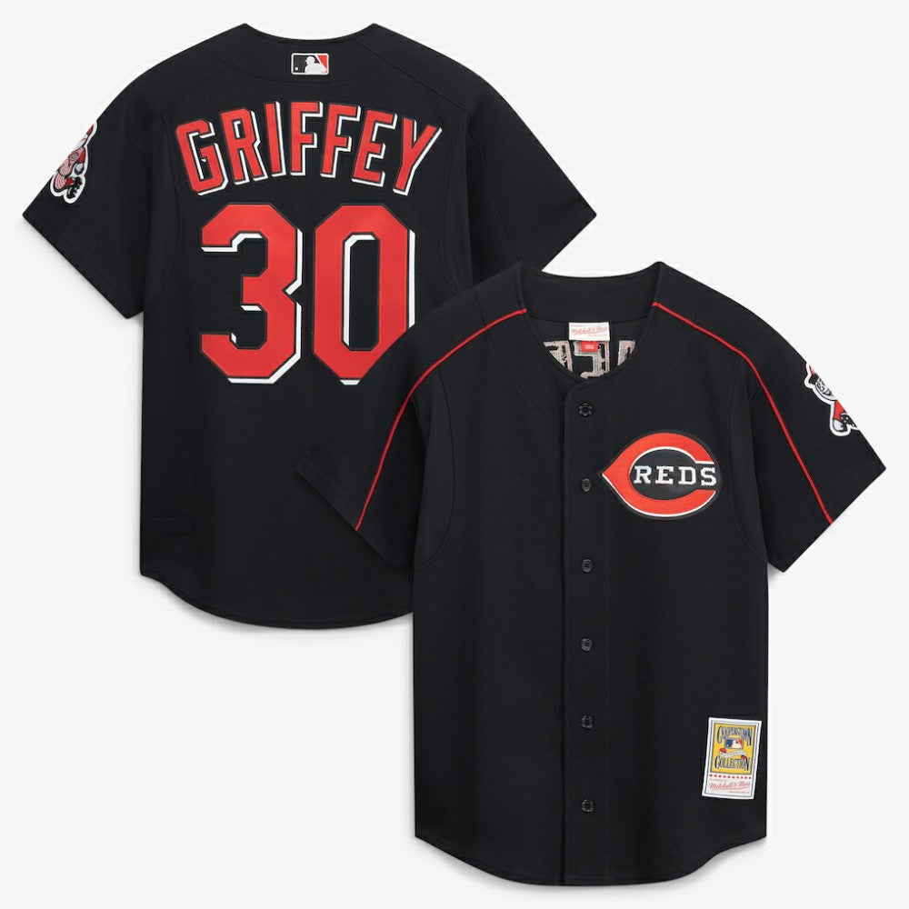 Ken Griffey Jr. Cincinnati Reds Mitchell & Ness Cooperstown Collection Authentic Mesh Batting Practice Jersey - Black Jerseys