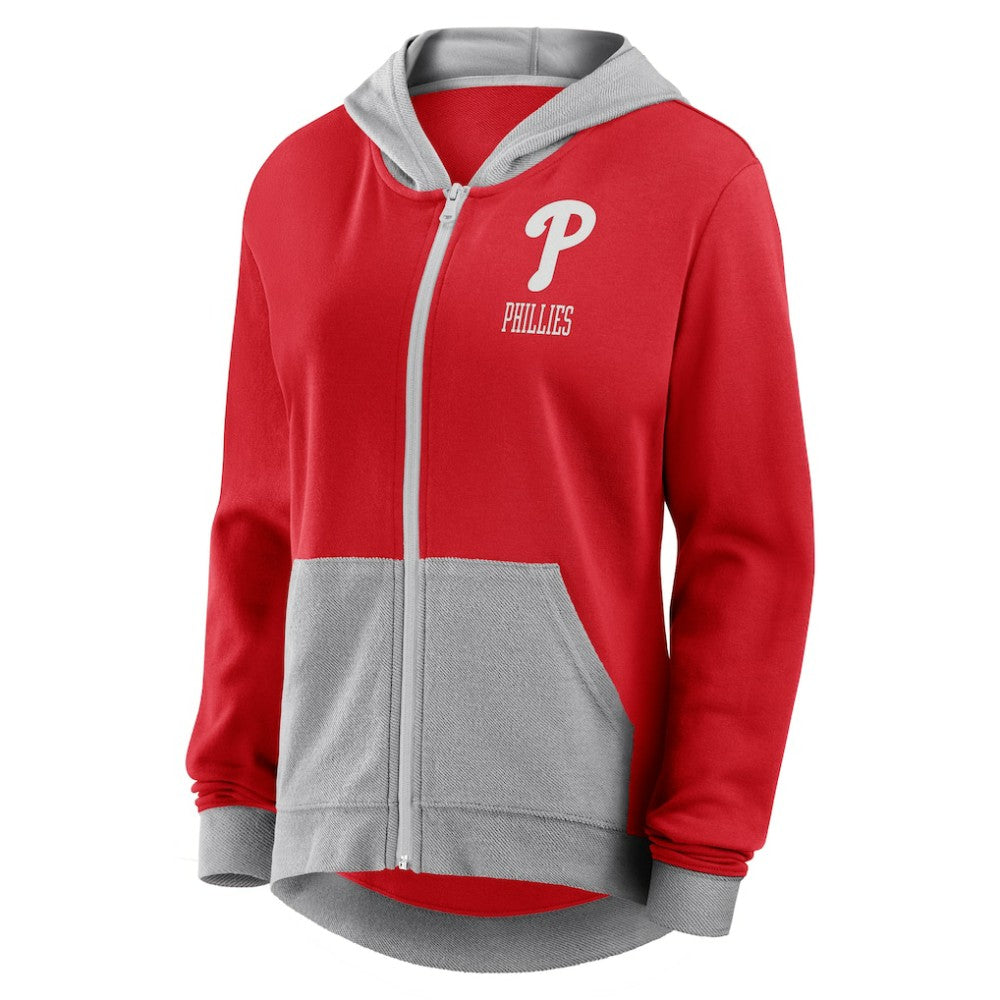 Philadelphia Phillies Fanatics Women's Hit It French Terry Full-Zip Hoodie - Red Hoodies