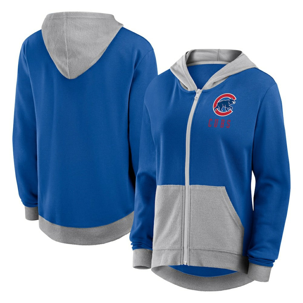 Chicago Cubs Fanatics Women's Hit It French Terry Full-Zip Hoodie - Royal Hoodies
