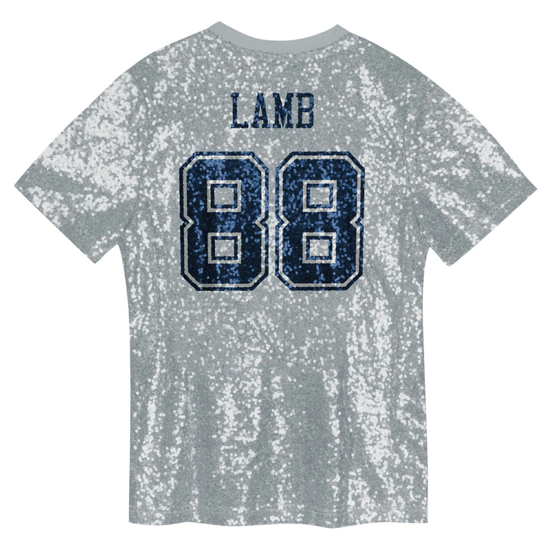 CeeDee Lamb Dallas Cowboys Girls Youth Sequin V-Neck Fashion Jersey - Silver Jerseys