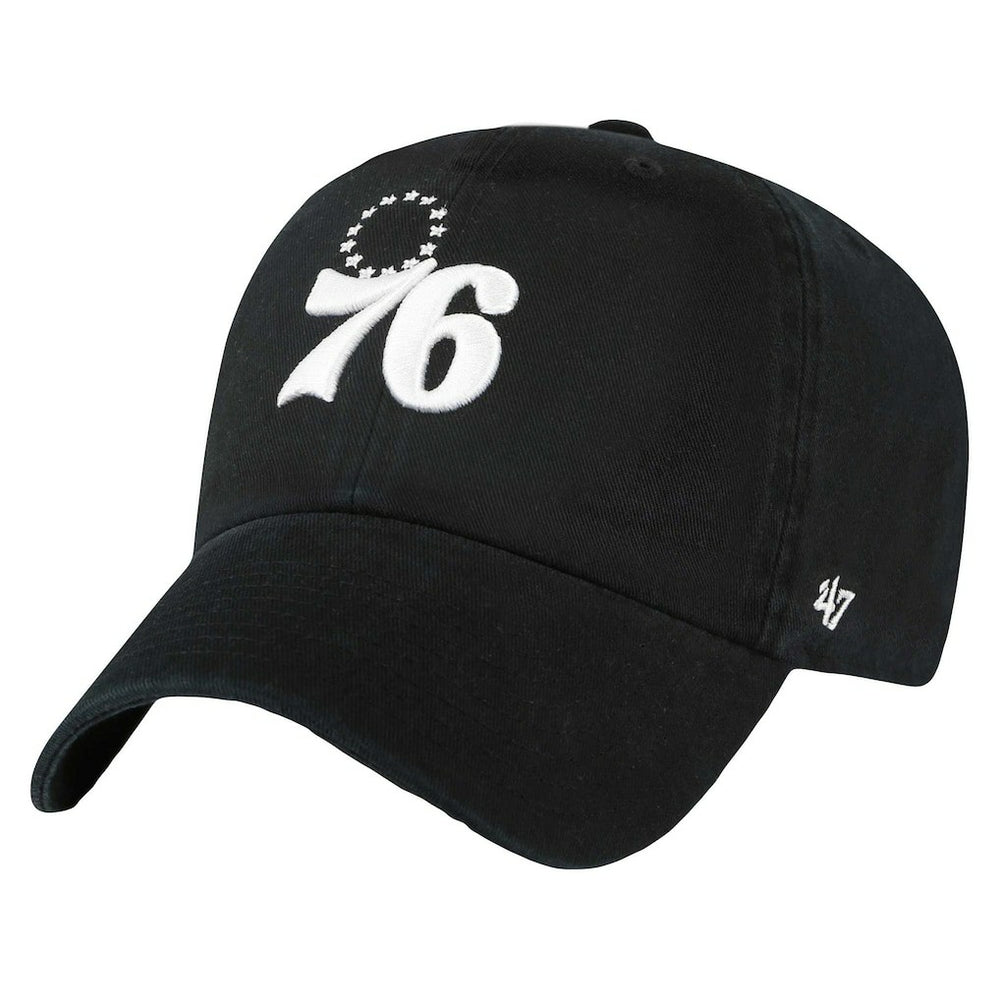 Philadelphia 76ers '47 Core Logo Clean Up Adjustable Hat Black - 47 brand