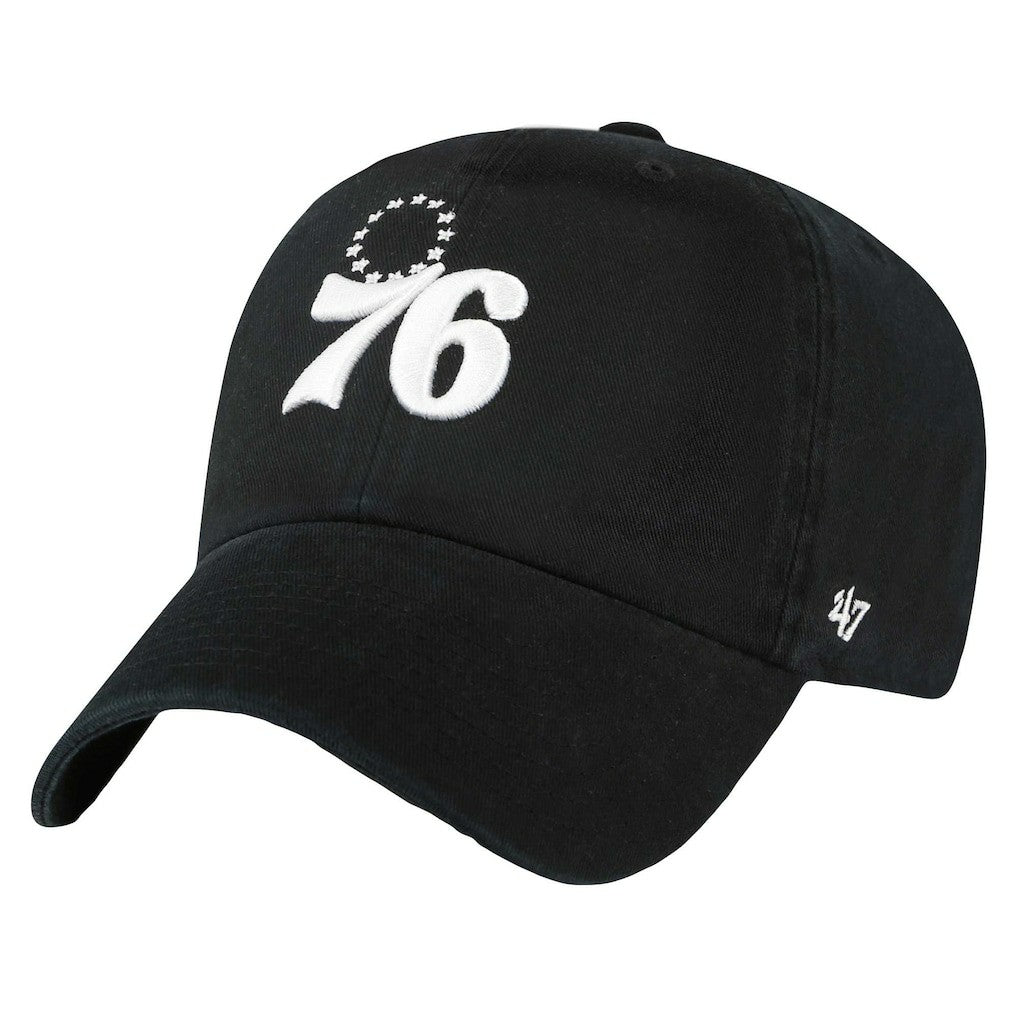 Philadelphia 76ers '47 Core Logo Clean Up Adjustable Hat Black - 47 brand