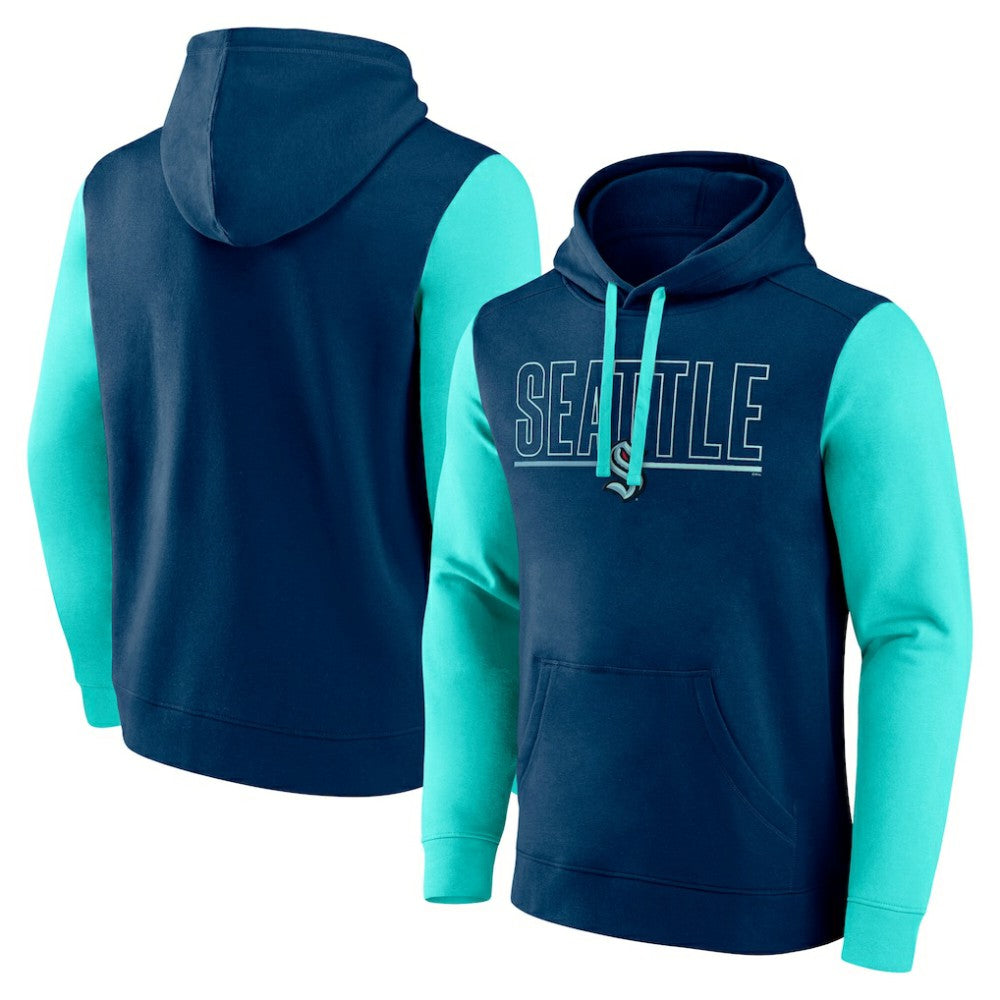Seattle Kraken Logo Athletic Deliver Fleece Pullover Hoodie - Navy | US 201230184
