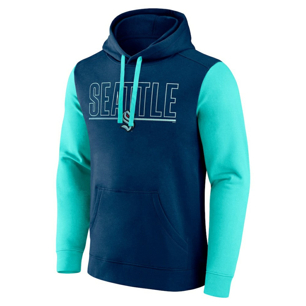Seattle Kraken Logo Athletic Deliver Fleece Pullover Hoodie - Navy | US 201230184