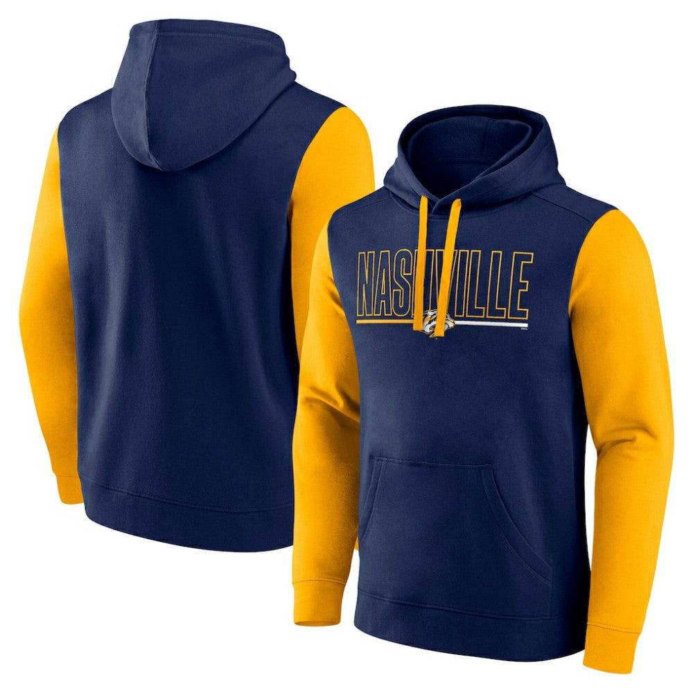 Nashville Predators Logo Athletic Deliver Fleece Pullover Hoodie - Navy | US 201230206