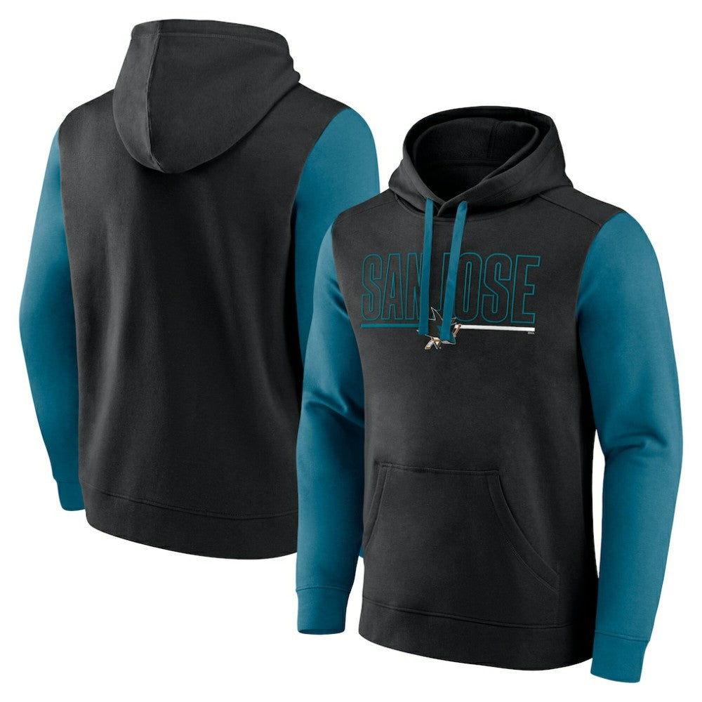 San Jose Sharks Logo Athletic Deliver Fleece Pullover Hoodie - Black | US 201230209