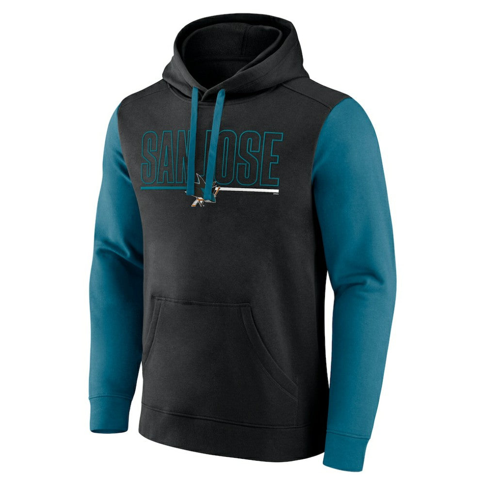 San Jose Sharks Logo Athletic Deliver Fleece Pullover Hoodie - Black | US 201230209