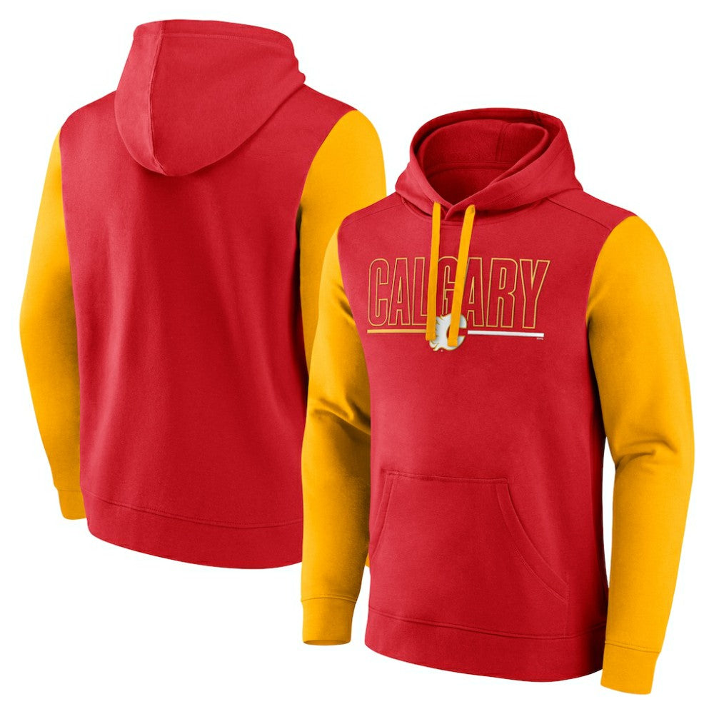 Calgary Flames Logo Athletic Deliver Fleece Pullover Hoodie - Red | US 201230213