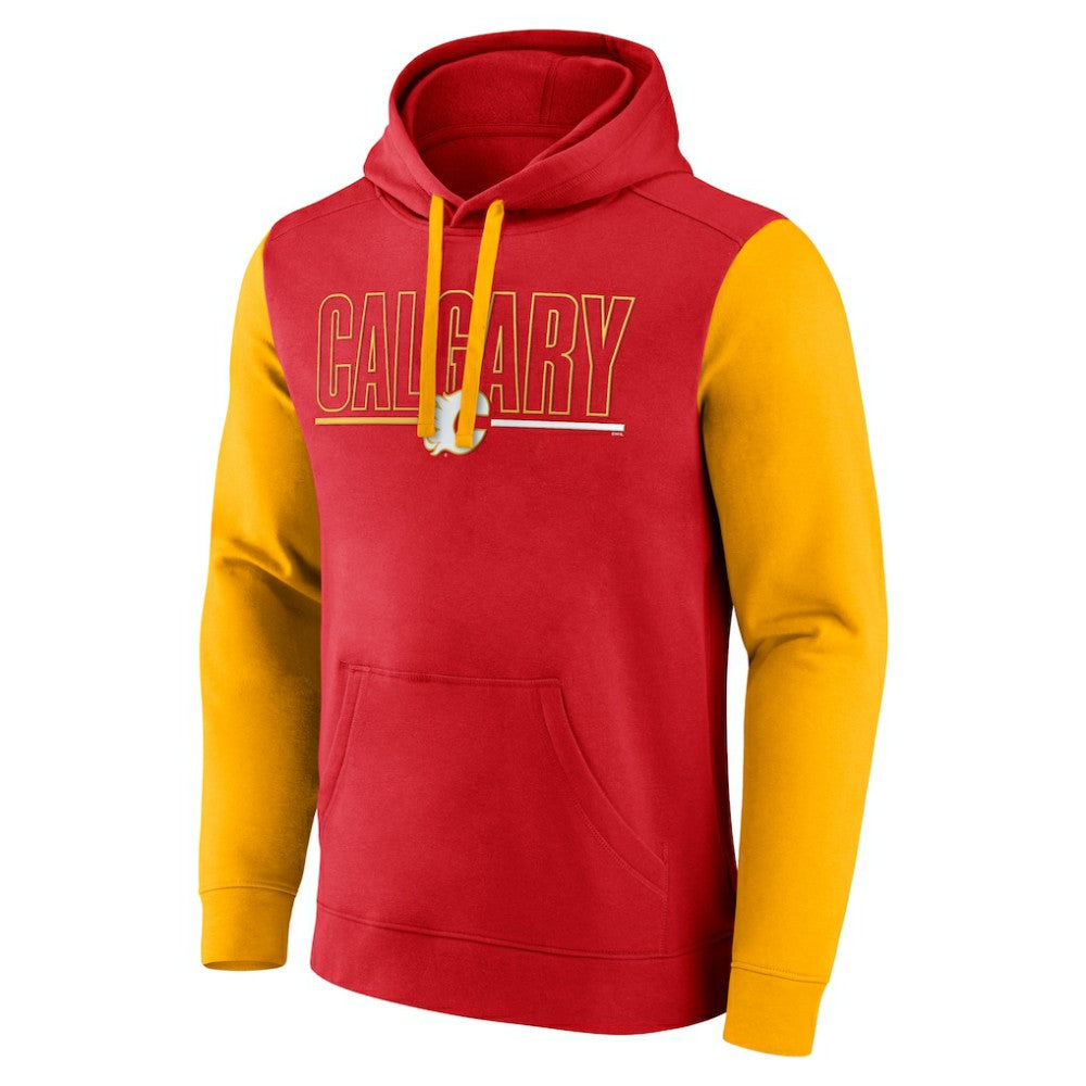 Calgary Flames Logo Athletic Deliver Fleece Pullover Hoodie - Red | US 201230213