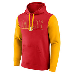 Calgary Flames Logo Athletic Deliver Fleece Pullover Hoodie - Red | US 201230213