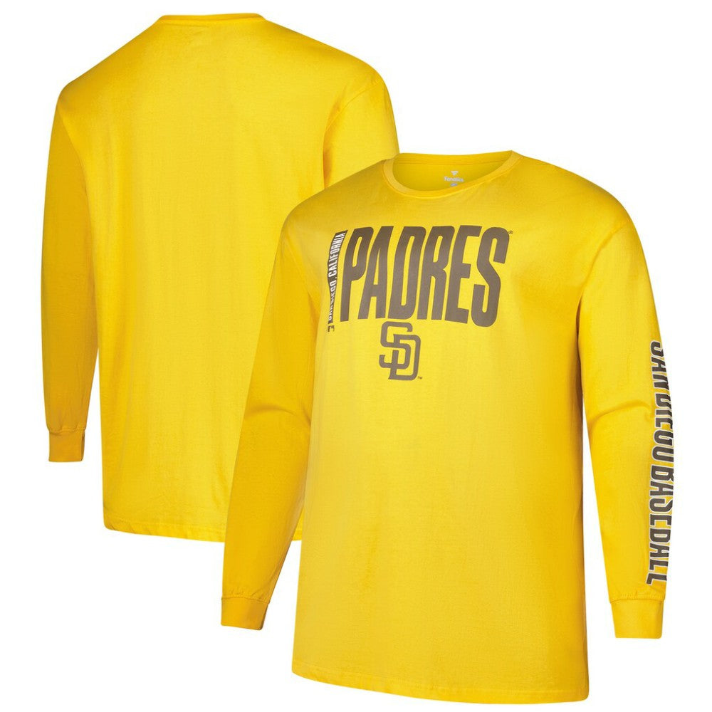 San Diego Padres Profile Big & Tall Two-Hit Long Sleeve T-Shirt - Gold T-shirts