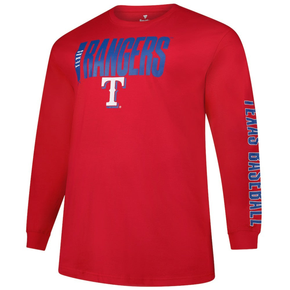 Texas Rangers Profile Big & Tall Two-Hit Long Sleeve T-Shirt - Red T-shirts