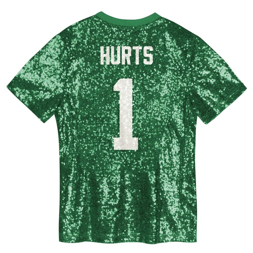 Jalen Hurts Philadelphia Eagles Girls Youth Sequin V-Neck Fashion Jersey - Kelly Green Jerseys