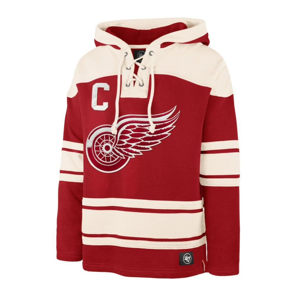 Dylan Larkin Detroit Red Wings '47 Captain Patch Player Name & Number Lacer Pullover Hoodie - Red | US 201242061