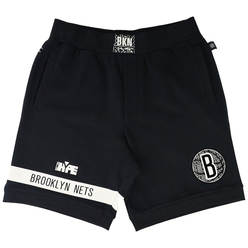 Brooklyn Nets NBA x Two Hype Unisex Culture & Hoops Premium Classic Fleece Shorts - Black