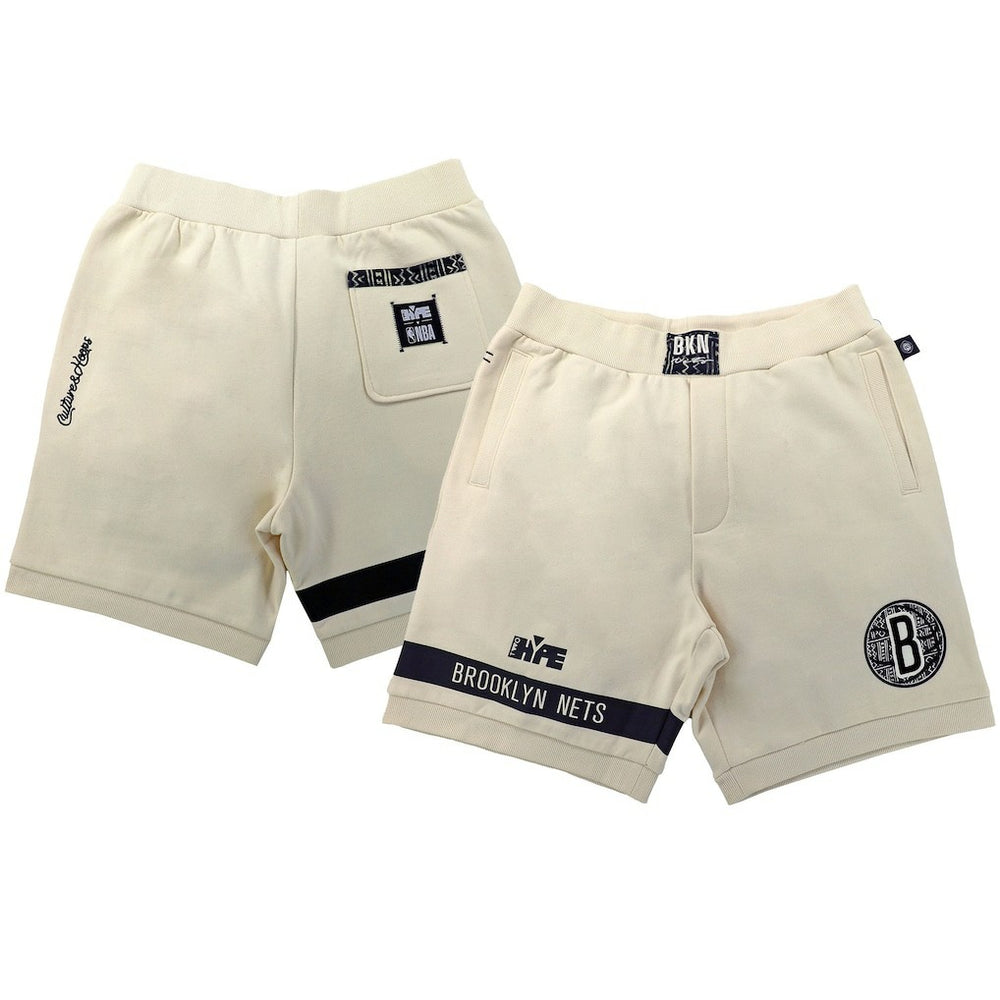 Brooklyn Nets NBA x Two Hype Unisex Culture & Hoops Premium Classic Fleece Shorts - Cream