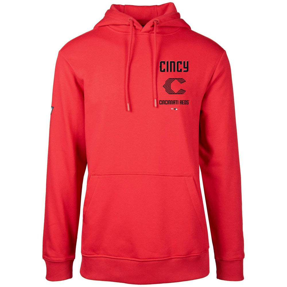 Cincinnati Reds Levelwear City Connect Podium Baseline Pullover Hoodie - Red Hoodies
