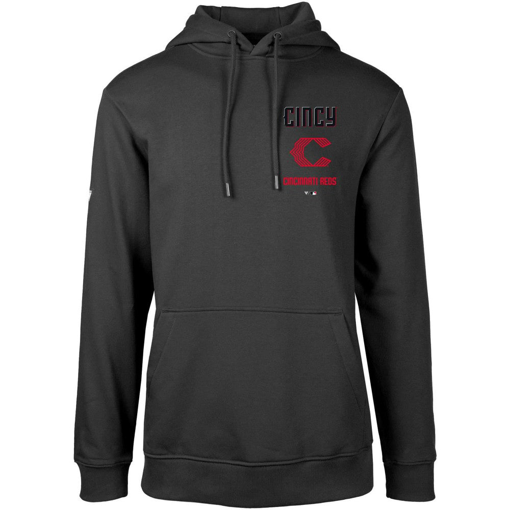 Cincinnati Reds Levelwear City Connect Podium Baseline Pullover Hoodie - Black Hoodies