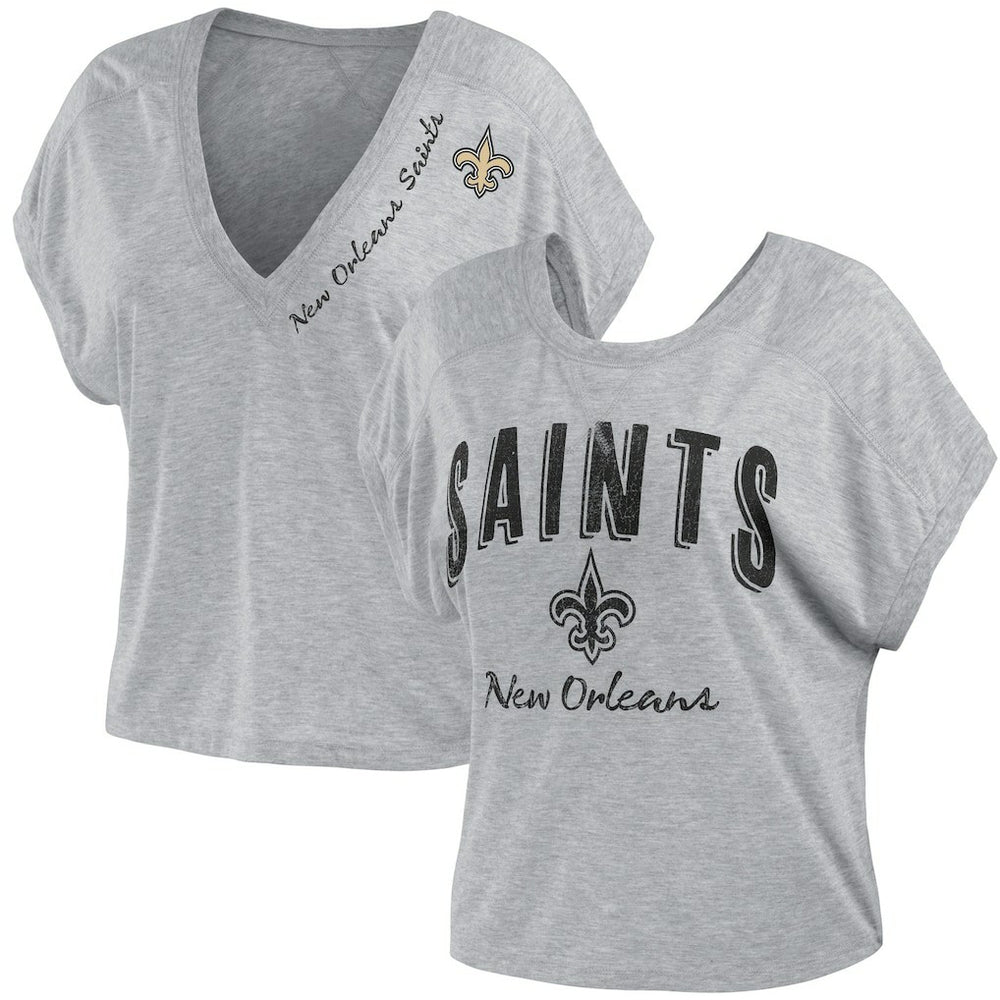 New Orleans Saints WEAR by Erin Andrews Women's Reversible T-Shirt - Heather Gray T-shirts