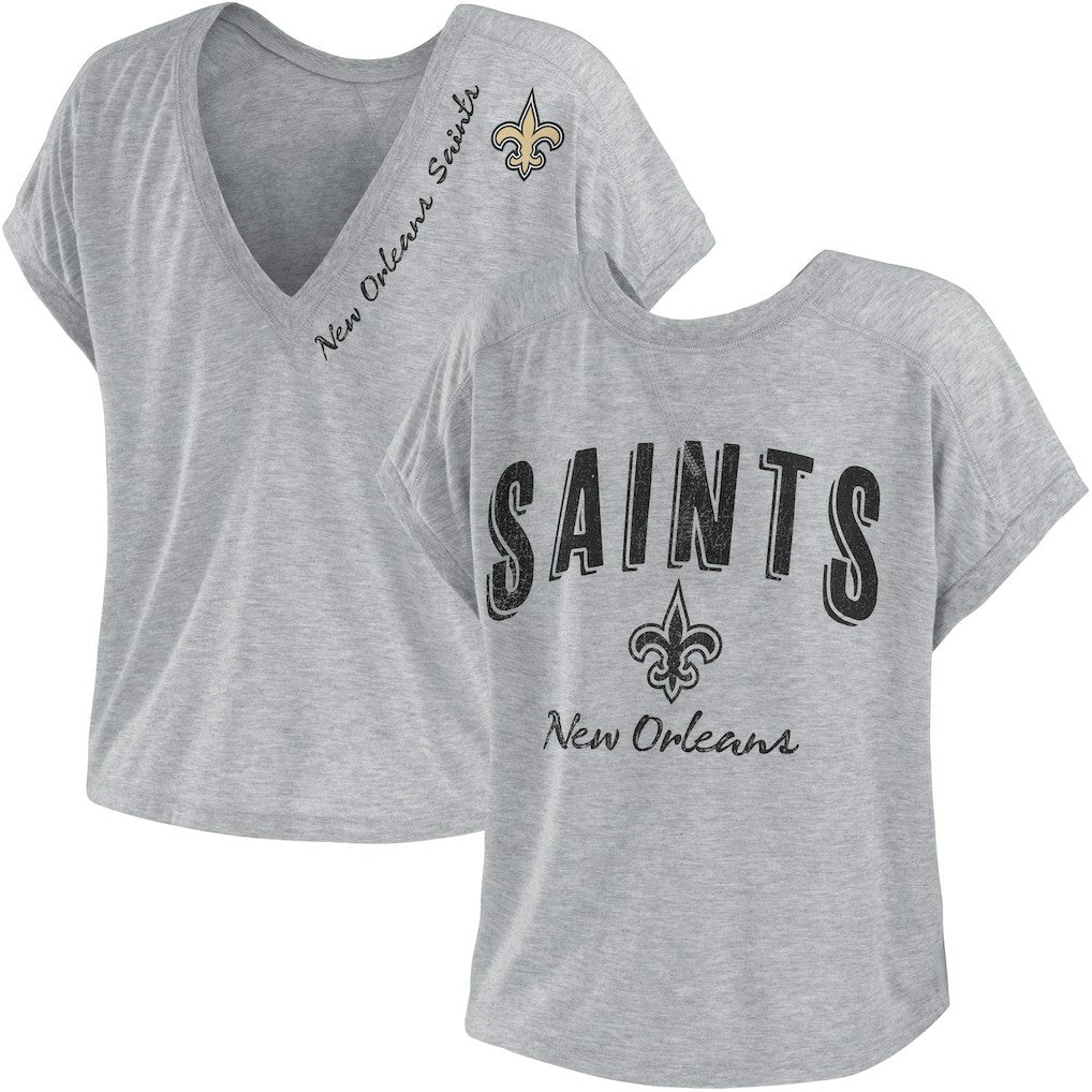 New Orleans Saints WEAR by Erin Andrews Women's Reversible T-Shirt - Heather Gray T-shirts