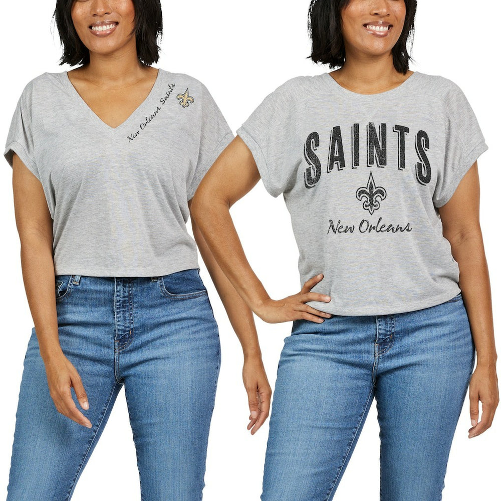 New Orleans Saints WEAR by Erin Andrews Women's Reversible T-Shirt - Heather Gray T-shirts