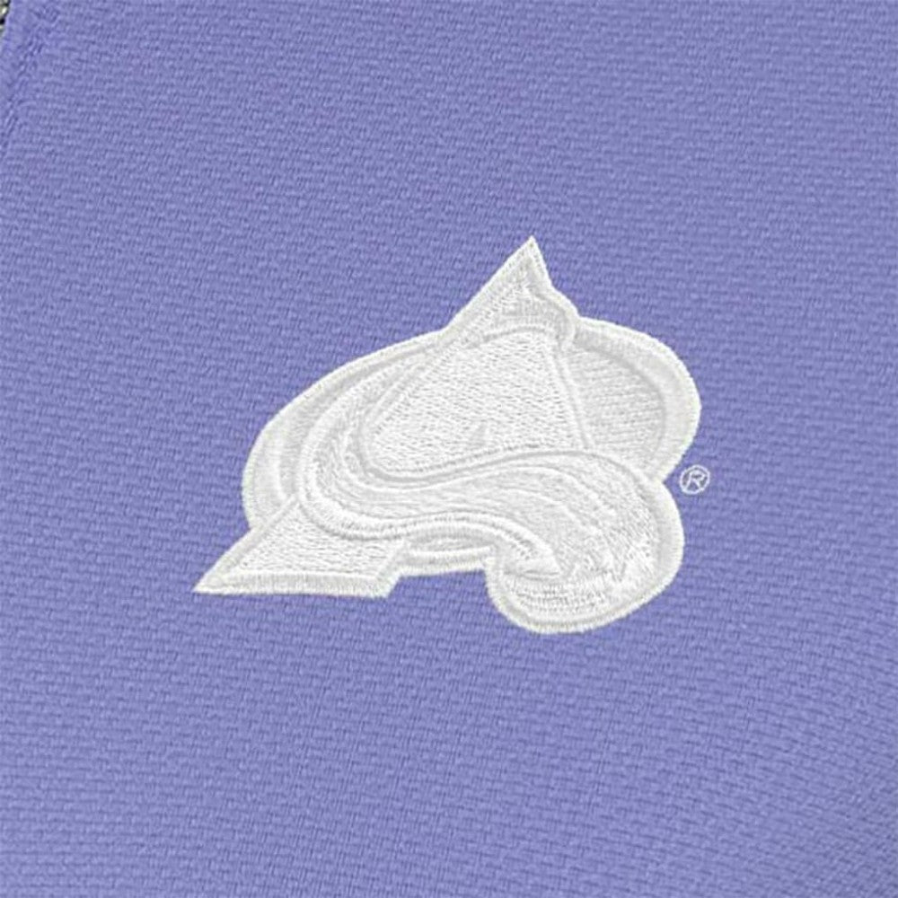 Colorado Avalanche Antigua Women's White Logo Finish Quarter-Zip Top - Heather Purple | US 201249246