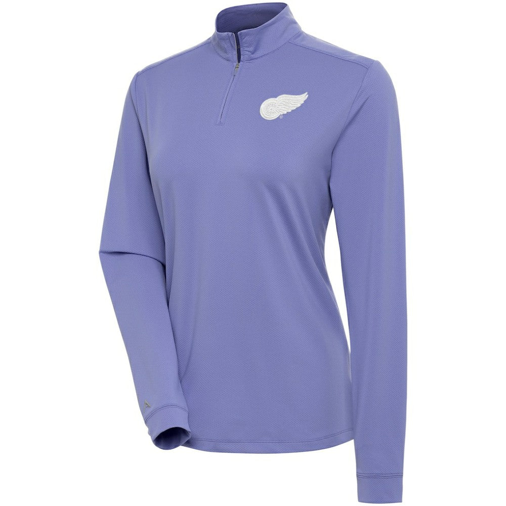 Detroit Red Wings Antigua Women's White Logo Finish Quarter-Zip Top - Heather Purple | US 201249256