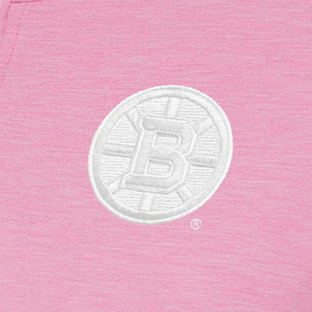Boston Bruins Antigua Women's White Logo Mentor Quarter-Zip Jacket - Pink | US 201249302