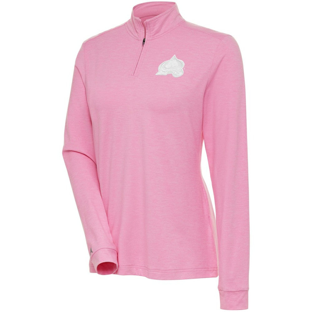 Colorado Avalanche Antigua Women's White Logo Mentor Quarter-Zip Jacket - Pink | US 201249314