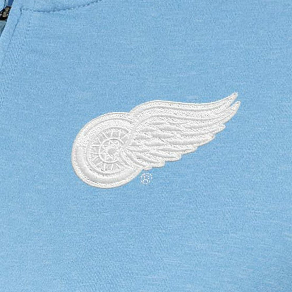 Detroit Red Wings Antigua Women's White Logo Mentor Quarter-Zip Jacket - Light Blue | US 201249319