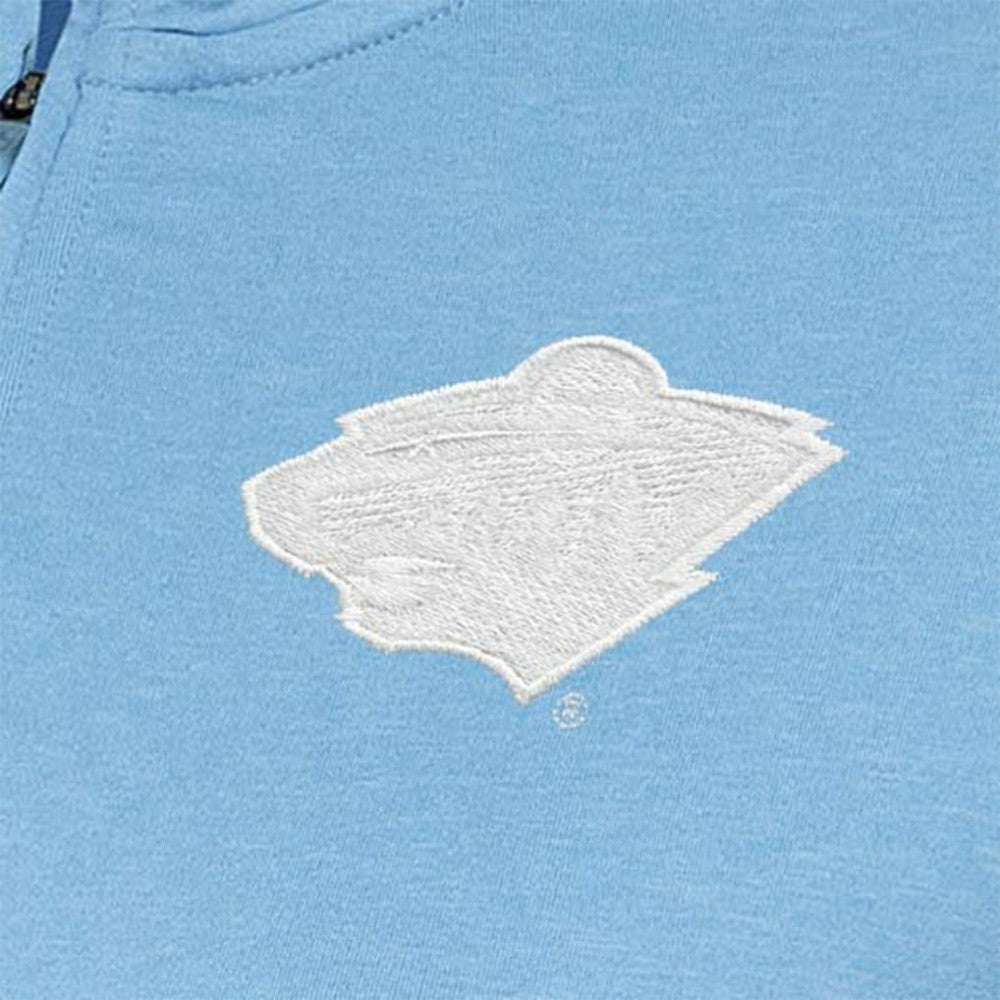 Minnesota Wild Antigua Women's White Logo Mentor Quarter-Zip Jacket - Light Blue | US 201249329