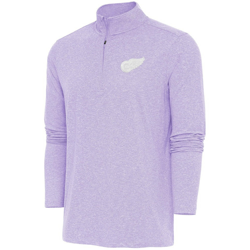 Detroit Red Wings Antigua White Logo Hunk Quarter-Zip Pullover - Lavender | US 201249472