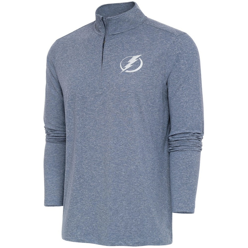 Tampa Bay Lightning Antigua White Logo Hunk Quarter-Zip Pullover - Heather Navy | US 201249488