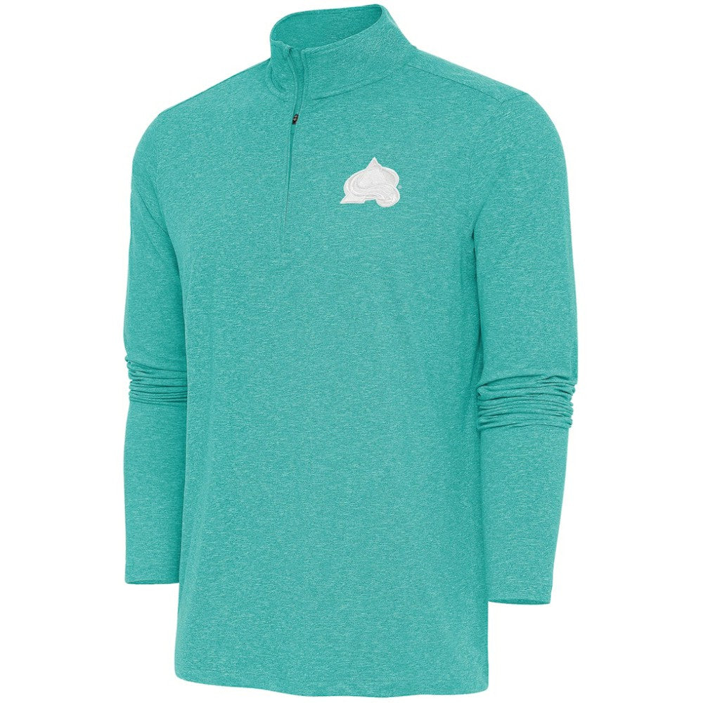 Colorado Avalanche Antigua White Logo Hunk Quarter-Zip Pullover - Heather Aqua | US 201249507