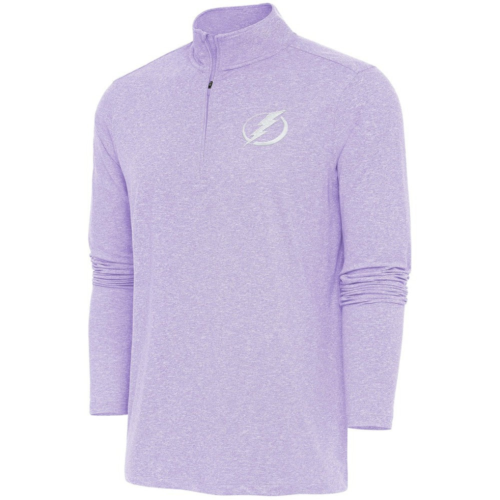 Tampa Bay Lightning Antigua White Logo Hunk Quarter-Zip Pullover - Lavender | US 201249511