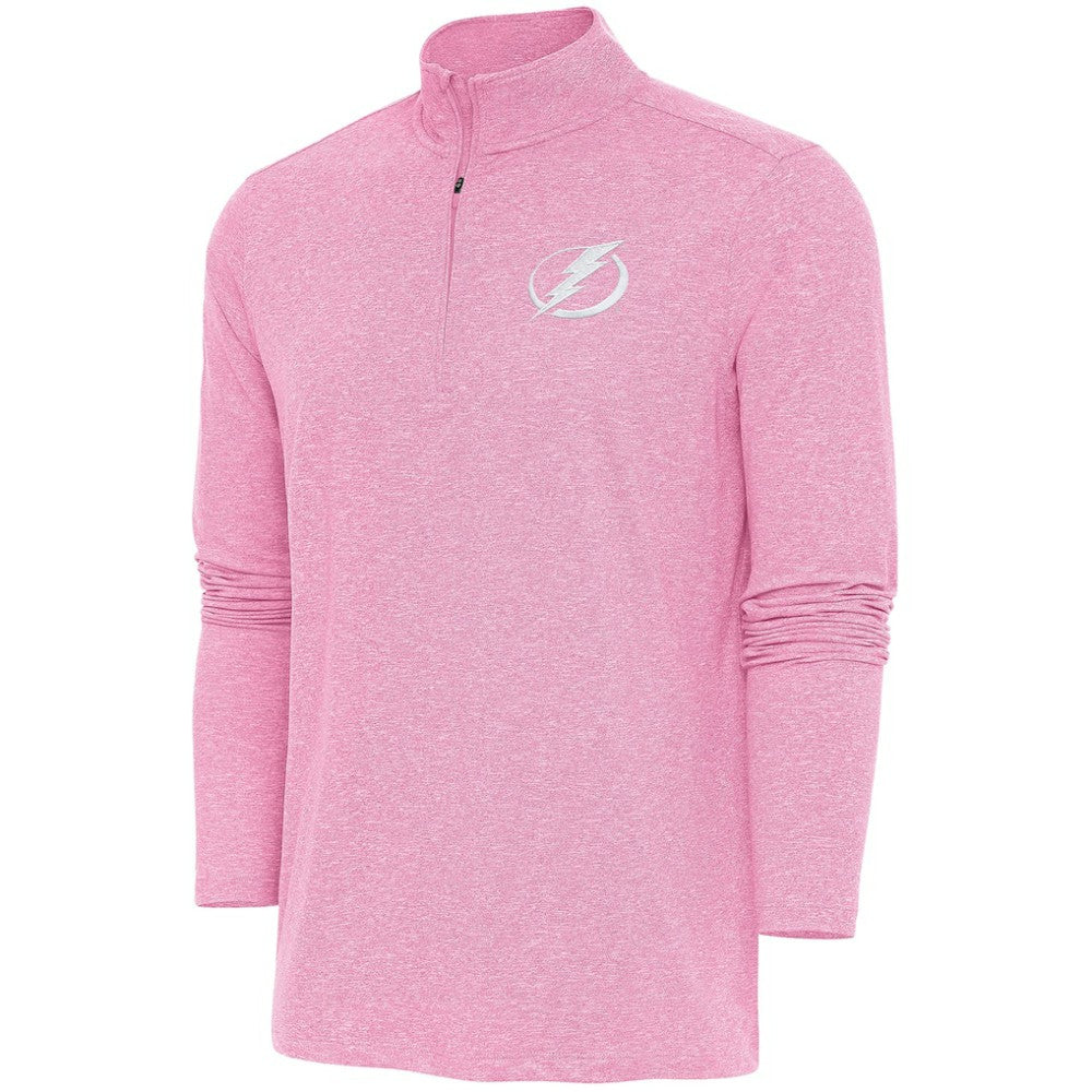 Tampa Bay Lightning Antigua White Logo Hunk Quarter-Zip Pullover - Pink | US 201249516