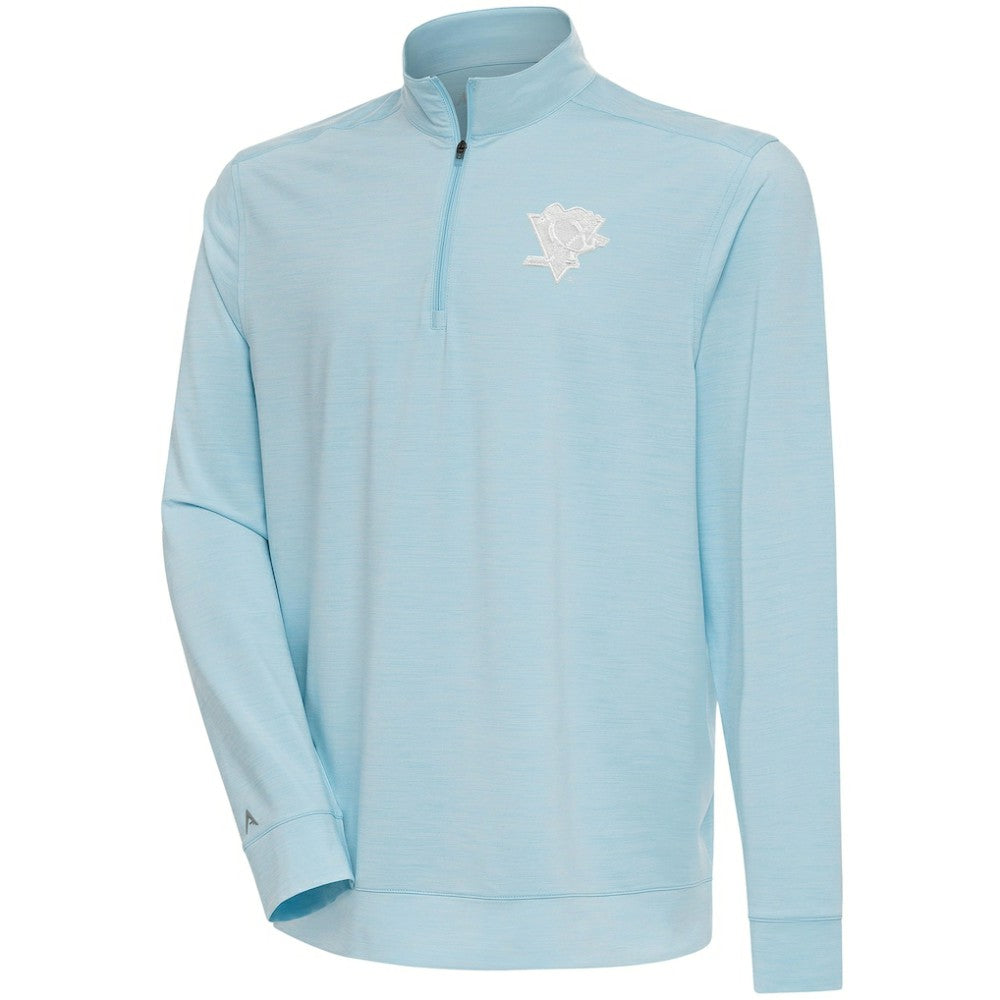 Pittsburgh Penguins Antigua White Logo Bright Quarter-Zip Pullover - Powder Blue | US 201249654
