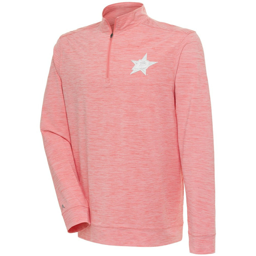 Dallas Stars Antigua White Logo Bright Quarter-Zip Pullover - Coral | US 201249655